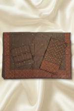 Taupe Grey Chanderi Cotton Mekhela Chador - Image 5