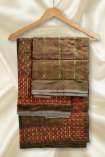 Taupe Grey Chanderi Cotton Mekhela Chador - Image 4