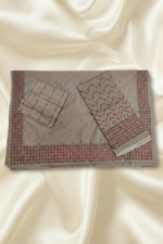 Taupe Grey Chanderi Cotton Mekhela Chador - Image 2