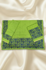 Green Chanderi Cotton Mekhela chador - Image 3