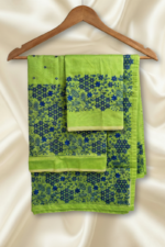 Green Chanderi Cotton Mekhela chador - Image 2