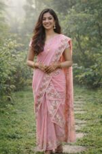 Pink Chanderi Cotton Mekhela Chador