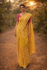 Yellow Chanderi Cotton Mekhela Chador