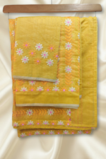 Yellow Chanderi Cotton Mekhela Chador - Image 2