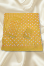 Yellow Chanderi Cotton Mekhela Chador - Image 3