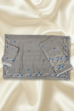 Grey Chanderi Cotton Mekhela Chador - Image 3