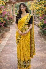 Yellow Chanderi Cotton Mekhela Chador