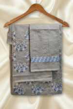 Grey Chanderi Cotton Mekhela Chador - Image 2