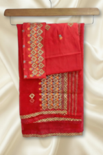 Red Organza Soft Silk Mekhela Chador - Image 3