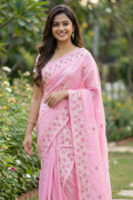 Pink Soft Silk Mekhela Chador