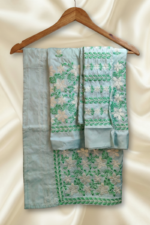 Light Sea Green Soft Silk Mekhela Chador - Image 2